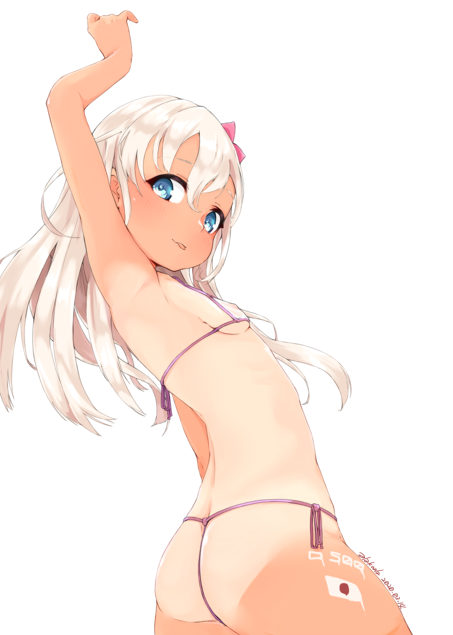 二次ロリ少女がお尻丸見えセクシーなTバックパンツ穿いてるロリTバック食い込み二次エロ画像-19