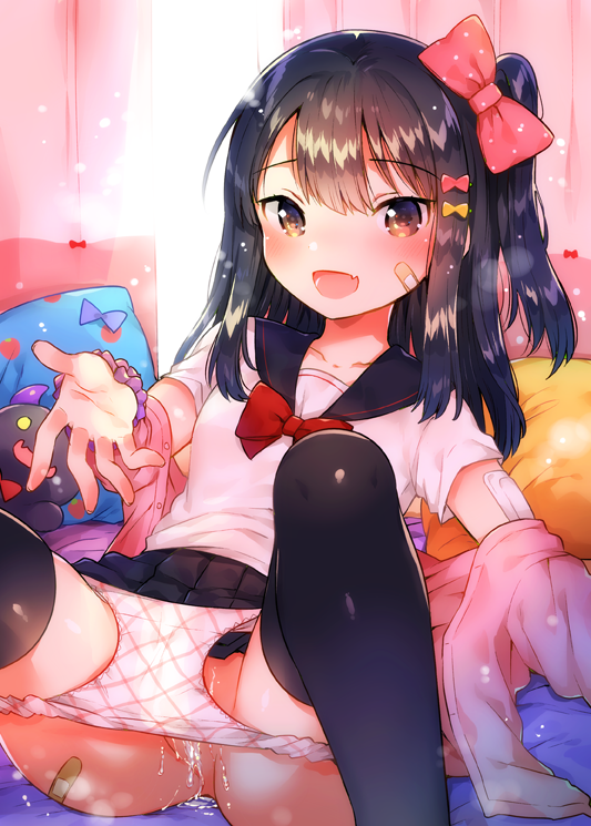 二次ロリ少女のちょっとおしゃれで色気のあるチェック柄ロリパンツ姿が可愛い二次エロ画像-15