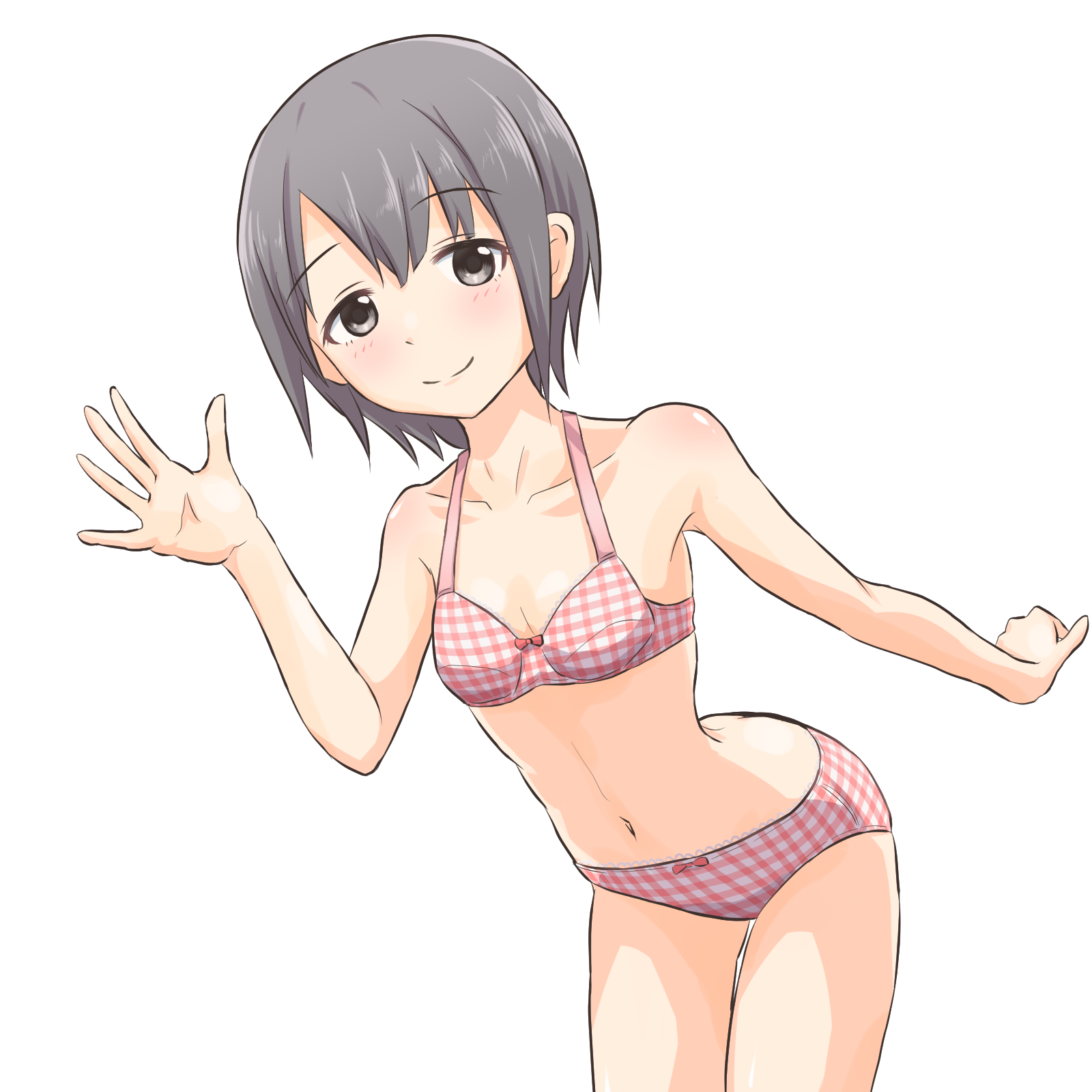 二次ロリ少女のちょっとおしゃれで色気のあるチェック柄ロリパンツ姿が可愛い二次エロ画像-17