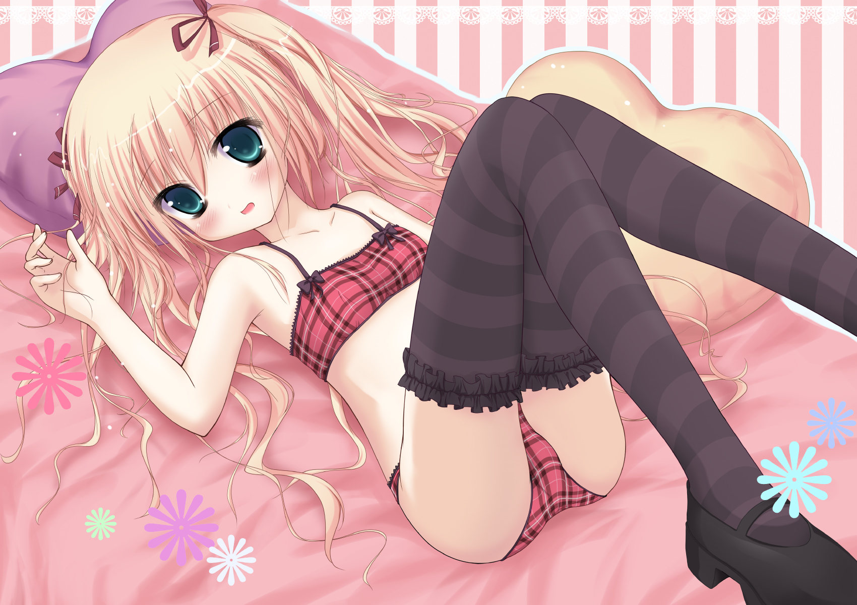 二次ロリ少女のちょっとおしゃれで色気のあるチェック柄ロリパンツ姿が可愛い二次エロ画像-25