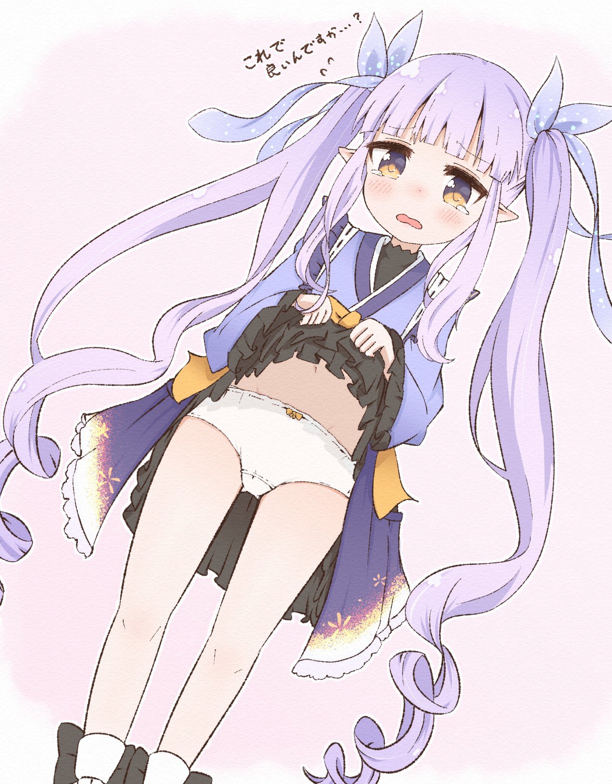 二次ロリ少女によく似合うシンプルな白無地ワンポイントリボンのリボンパンツロリ二次エロ画像-13