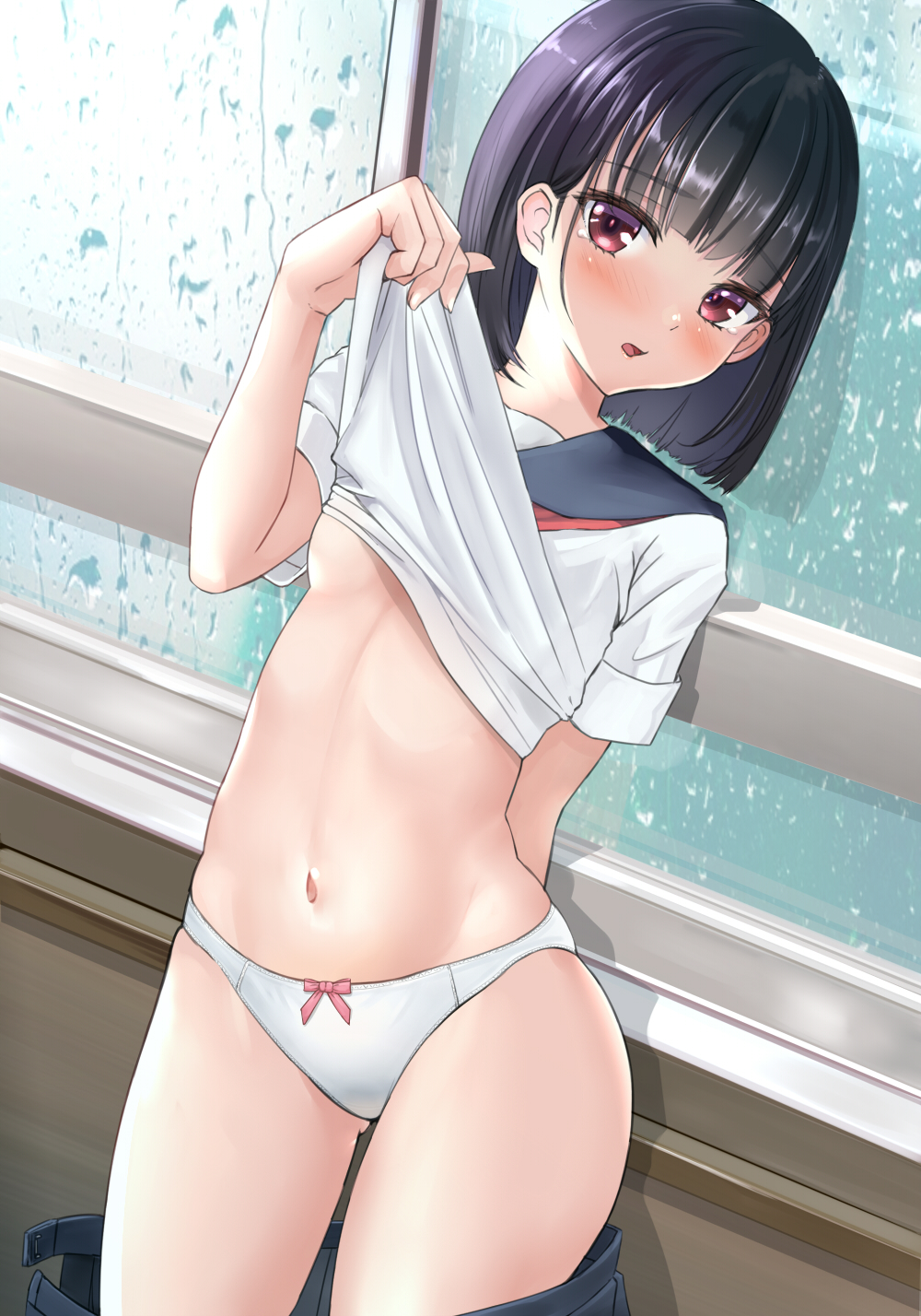 JKやJCの穿いている純白パンティーにときめく現実には少ない白パンツ女子二次エロ画像-82