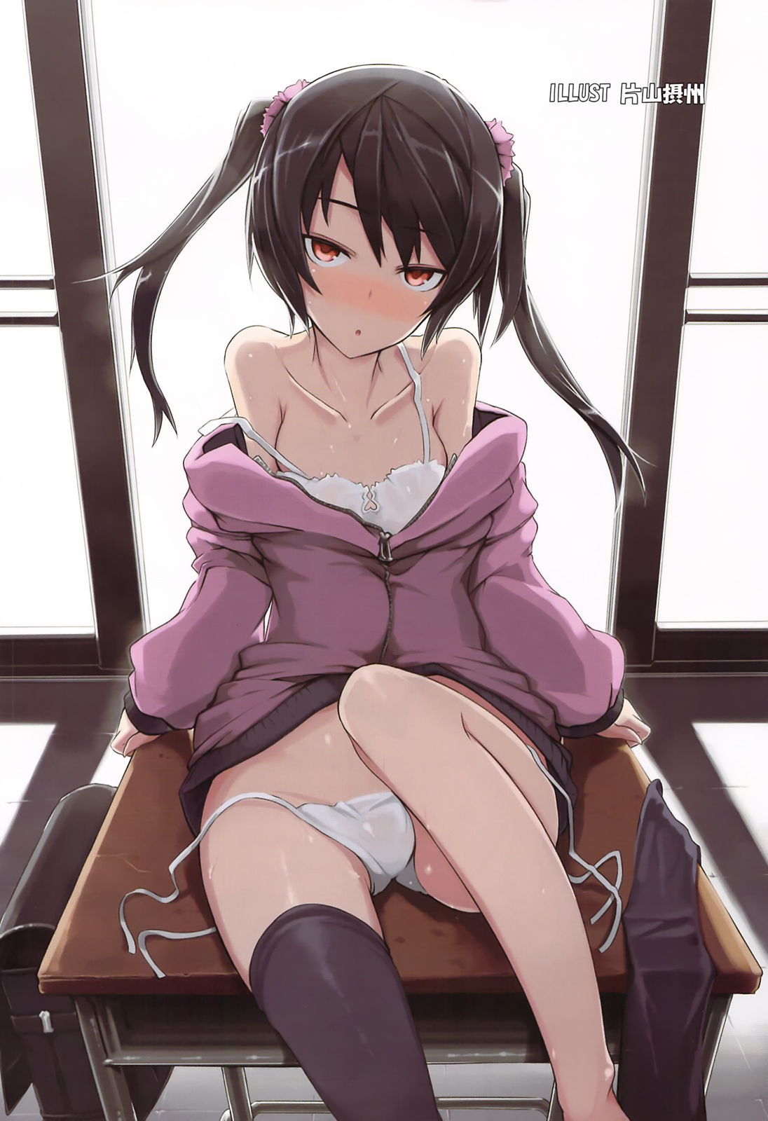 二次ロリ少女のするりと脱がしやすそうな紐パンティー、紐パン姿の二次エロ画像-9