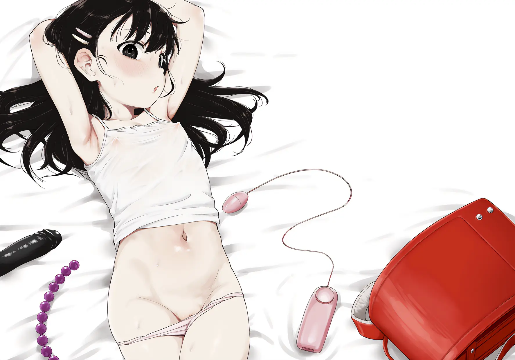 二次ロリ少女のおパンツ脱ぎ掛け姿がかわいく眺めていたいロリパン脱ぎ二次エロ画像-10