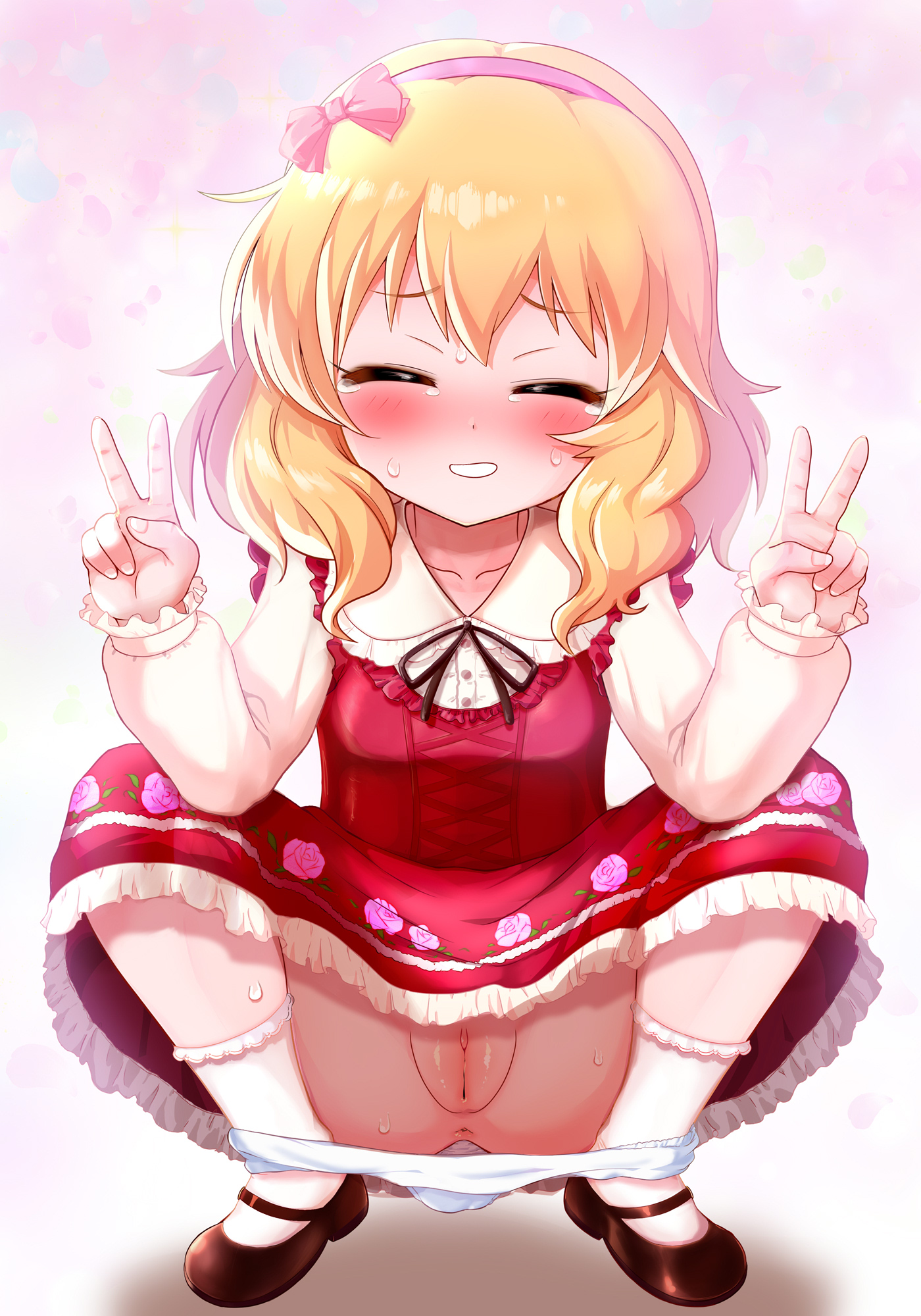 二次ロリ少女のおパンツ脱ぎ掛け姿がかわいく眺めていたいロリパン脱ぎ二次エロ画像-44