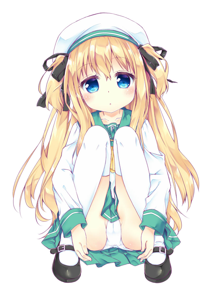 二次ロリ少女の正面しゃがみパンチラはいつ見てもうれしいし癒されるしゃがパンロリ二次エロ画像-1