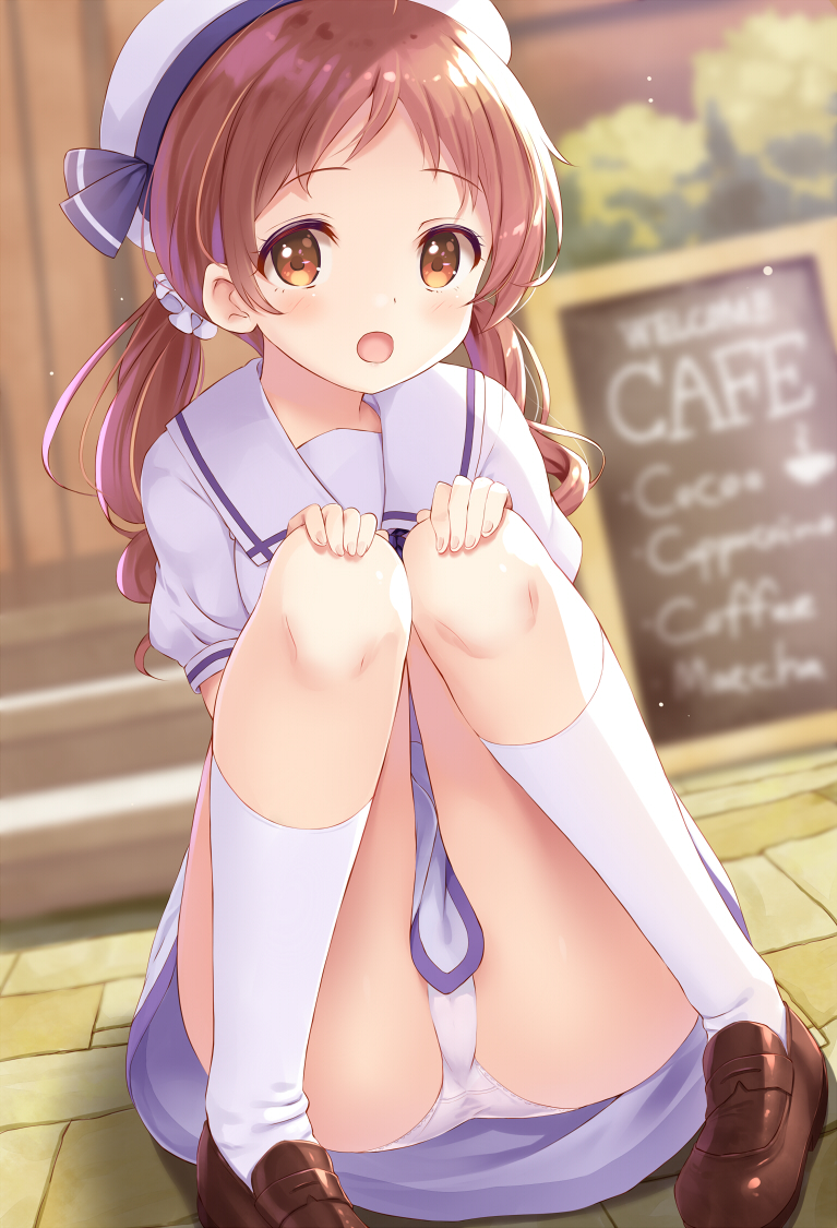 二次ロリ少女の正面しゃがみパンチラはいつ見てもうれしいし癒されるしゃがパンロリ二次エロ画像-26