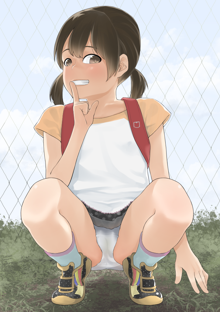 二次ロリ少女の正面しゃがみパンチラはいつ見てもうれしいし癒されるしゃがパンロリ二次エロ画像-27