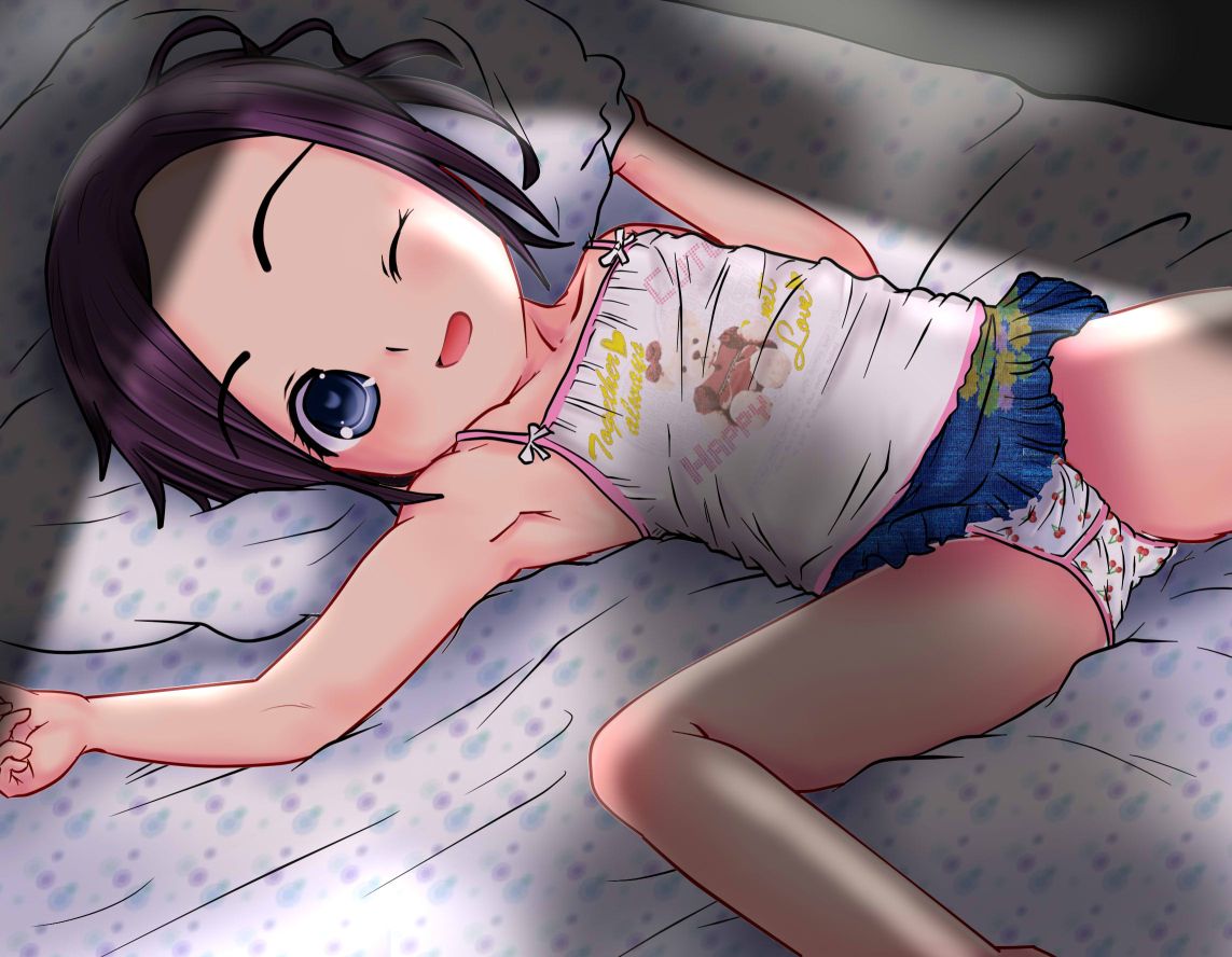 二次ロリ少女のリアリティを感じる汚れが目立たない柄パン女児ショーツの二次エロ画像-4