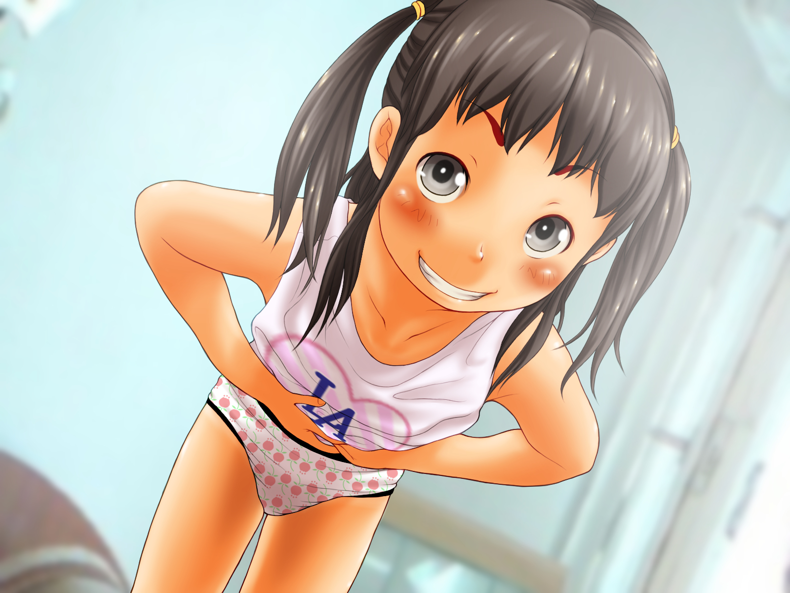 二次ロリ少女のリアリティを感じる汚れが目立たない柄パン女児ショーツの二次エロ画像-32