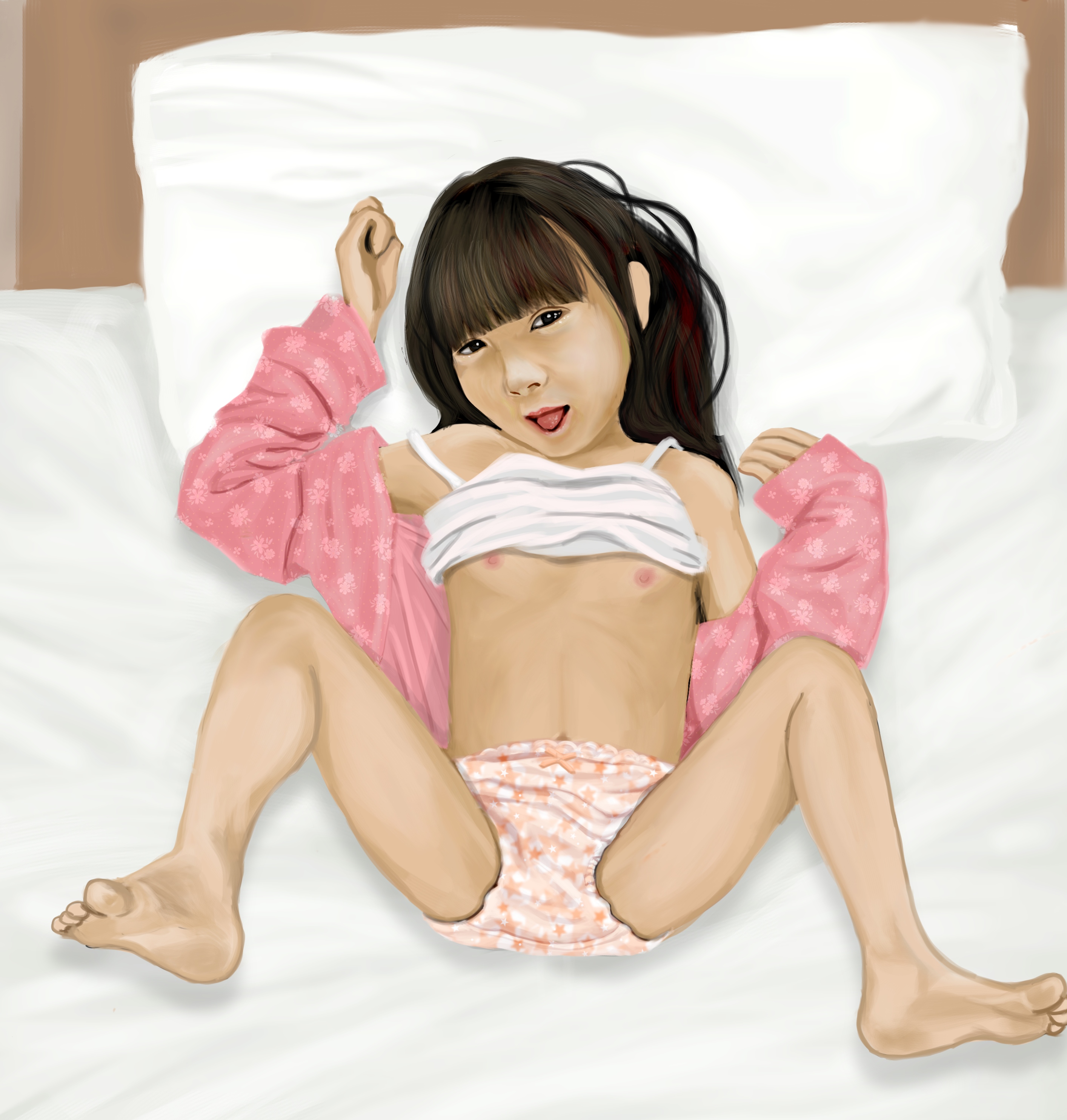 二次ロリ少女のリアリティを感じる汚れが目立たない柄パン女児ショーツの二次エロ画像-33