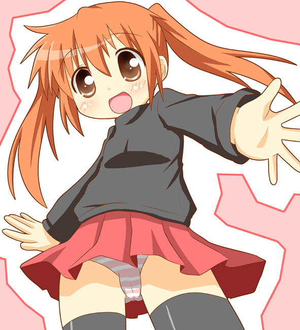二次ロリ少女の可愛い縞パンが見えちゃうパンチラ！縞パンチラロリ二次エロ画像-17