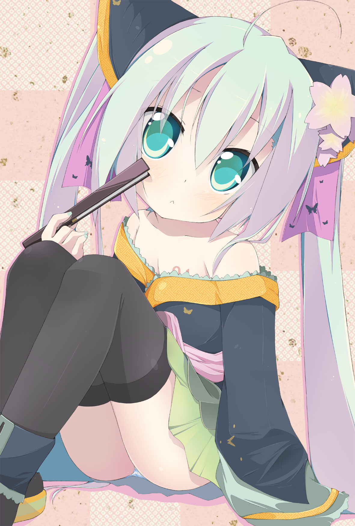 二次ロリ少女の可愛い縞パンが見えちゃうパンチラ！縞パンチラロリ二次エロ画像-31