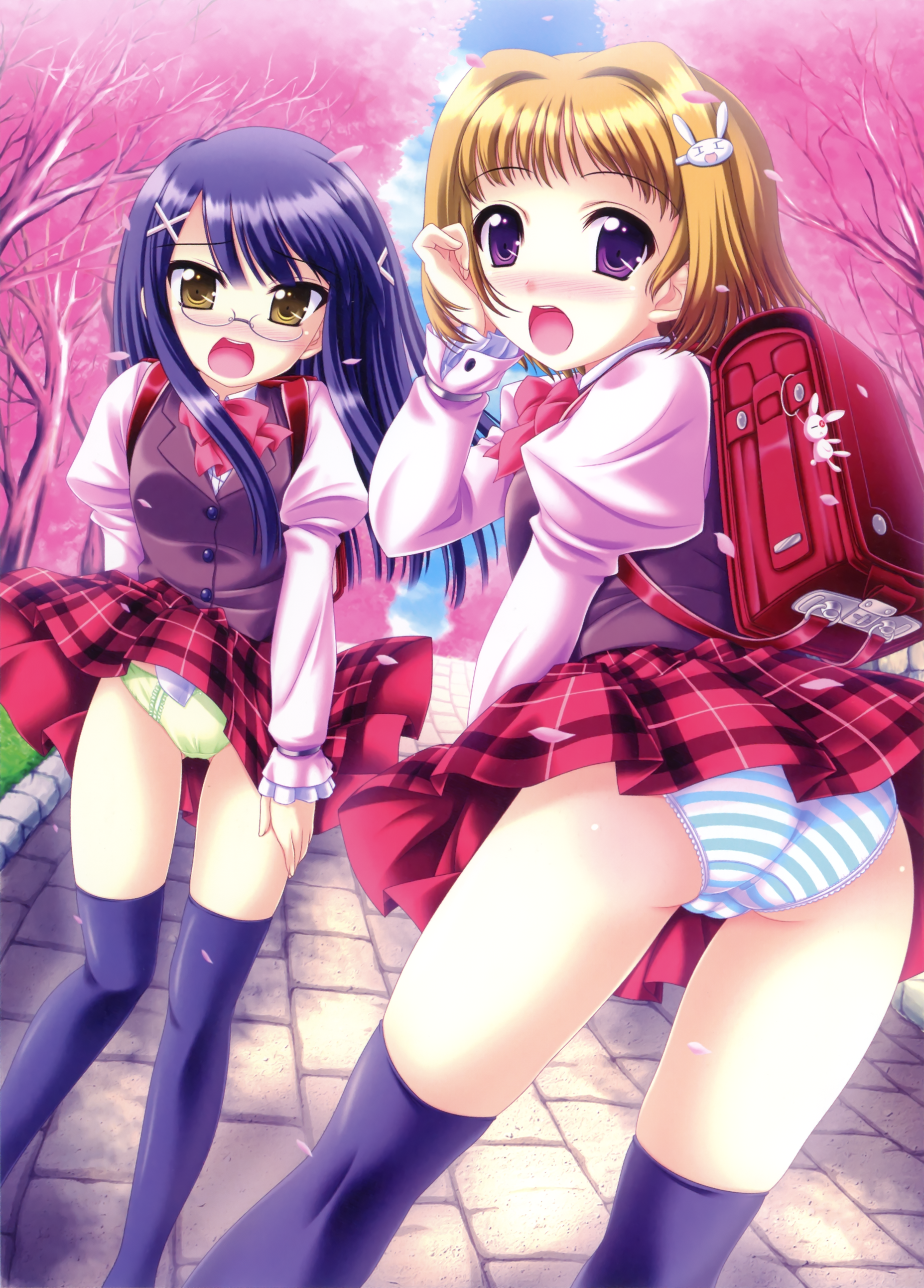 二次ロリ少女の可愛い縞パンが見えちゃうパンチラ！縞パンチラロリ二次エロ画像-36