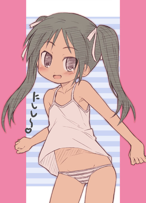 二次ロリ少女が部屋着はキャミソールとパンツだけっていうリラックススタイルの下着ロリ二次エロ画像-4