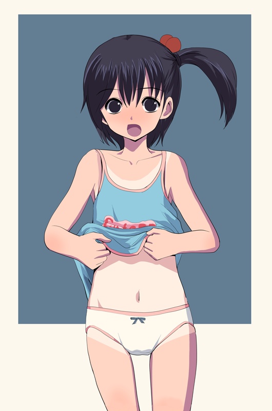 二次ロリ少女が部屋着はキャミソールとパンツだけっていうリラックススタイルの下着ロリ二次エロ画像-5