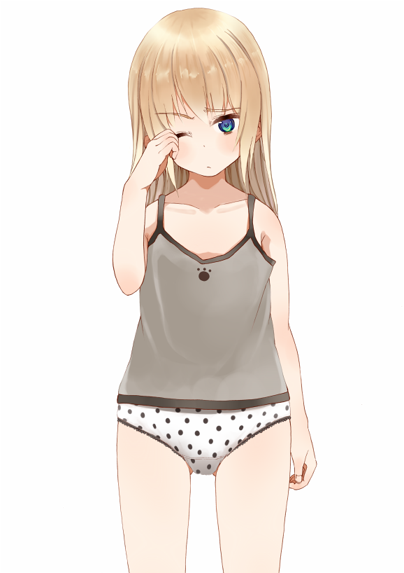 二次ロリ少女が部屋着はキャミソールとパンツだけっていうリラックススタイルの下着ロリ二次エロ画像-14