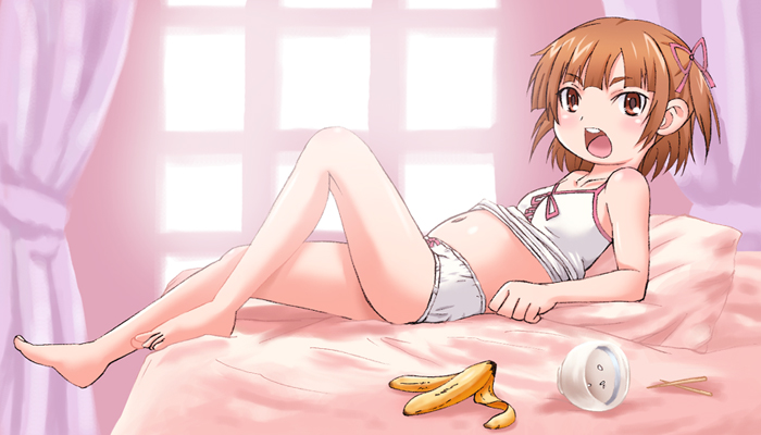 二次ロリ少女が部屋着はキャミソールとパンツだけっていうリラックススタイルの下着ロリ二次エロ画像-16