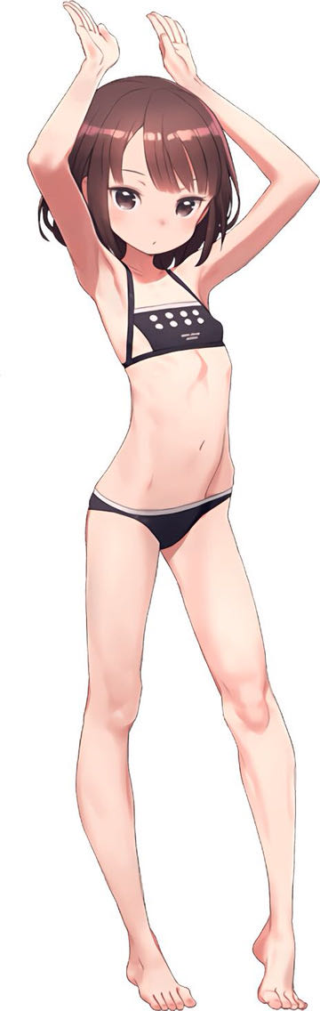 二次ロリ少女のおへそ・腰から太ももにつながる丸みを帯びてきた女性らしさが出始めた腰のラインの二次エロ画像-3