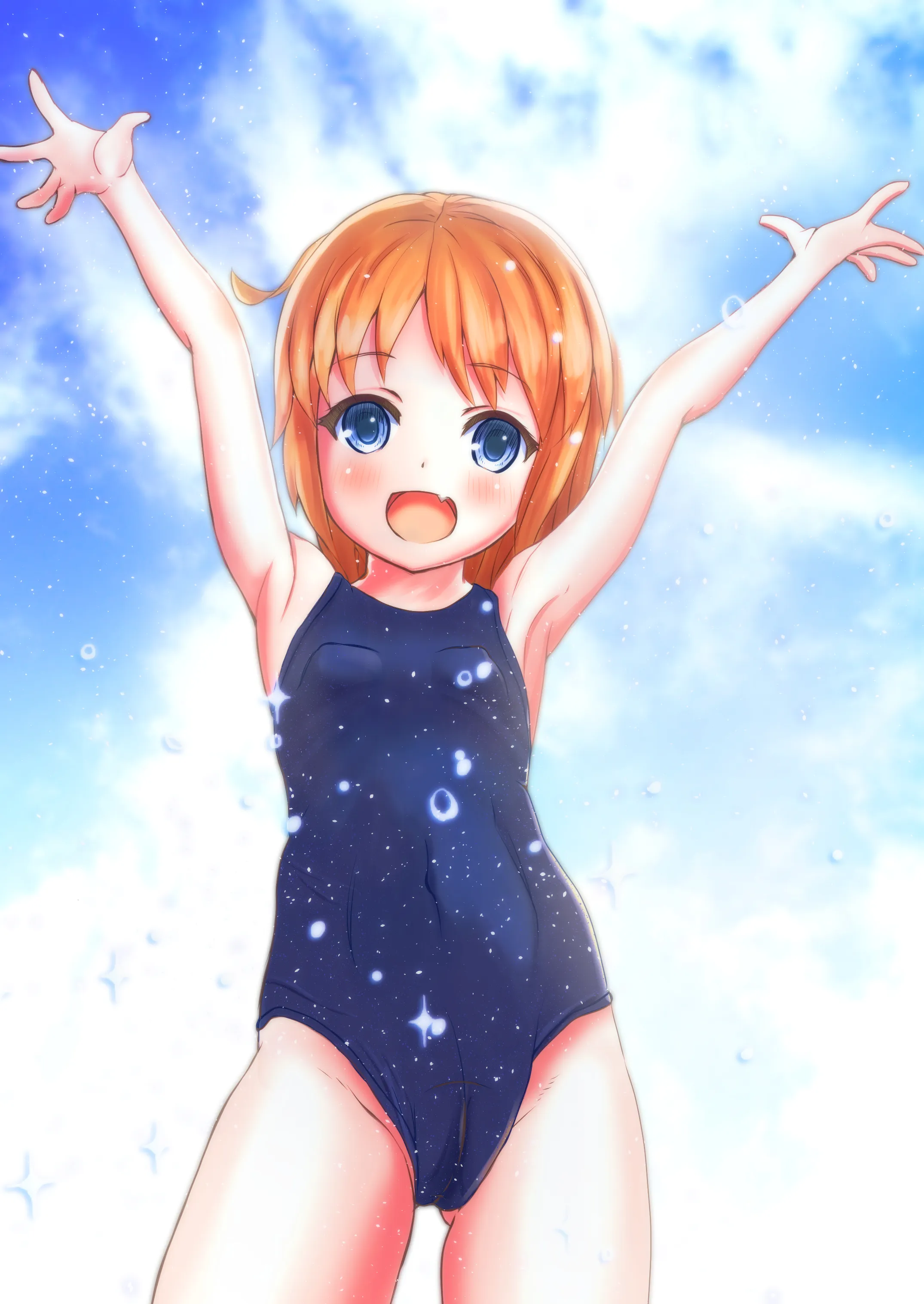 二次ロリ少女が細い腕を上げてそのつるつるの腋が丸見えで舐めたくなるロリわき二次エロ画像-9