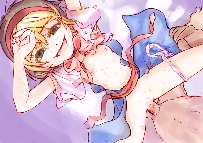 二次ロリ少女がパンツ片足に引っ掛けてエッチな事してる片足パンツロリセックス二次エロ画像-24