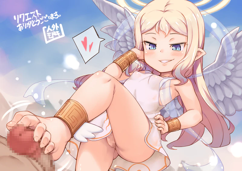 二次ロリ少女に片足で粗チンを踏みつけられて踏みつけ足コキされるロリ足コキ二次エロ画像-27