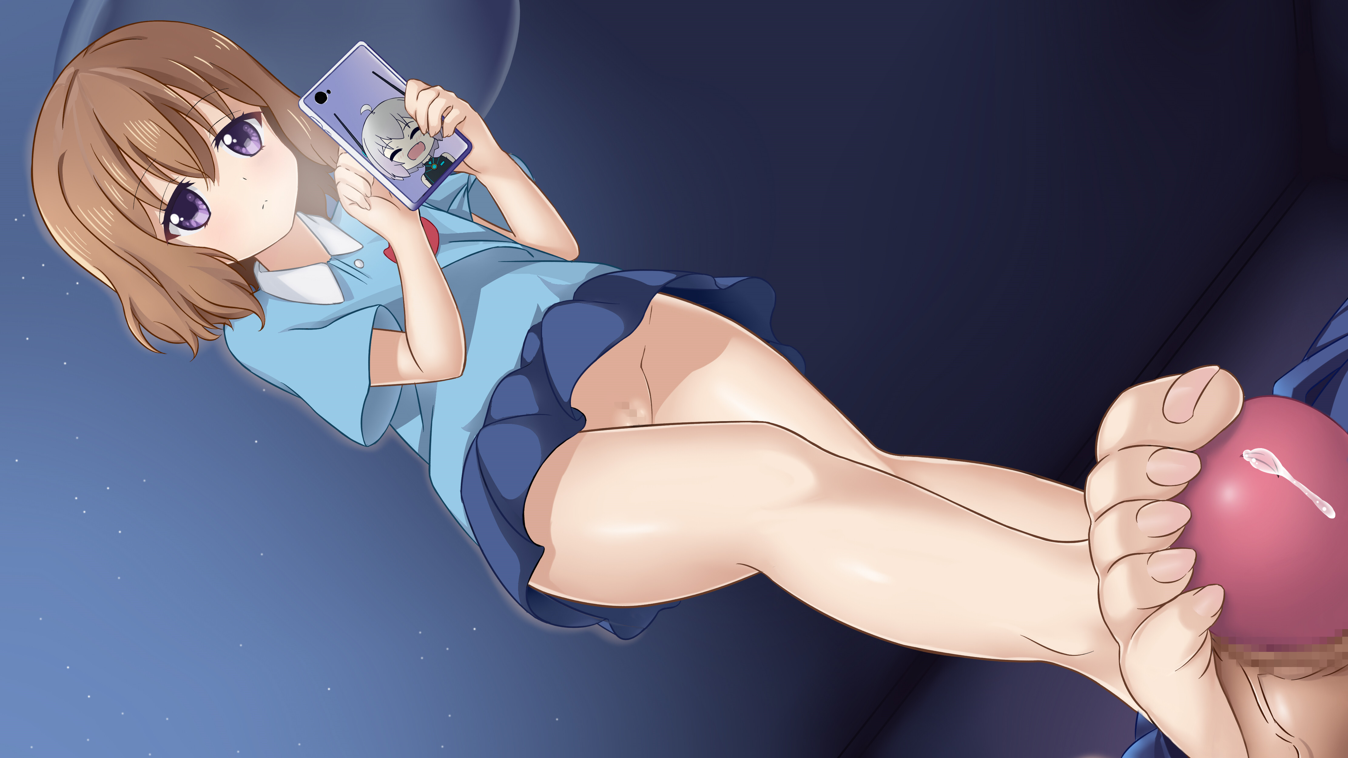 二次ロリ少女に片足で粗チンを踏みつけられて踏みつけ足コキされるロリ足コキ二次エロ画像-33