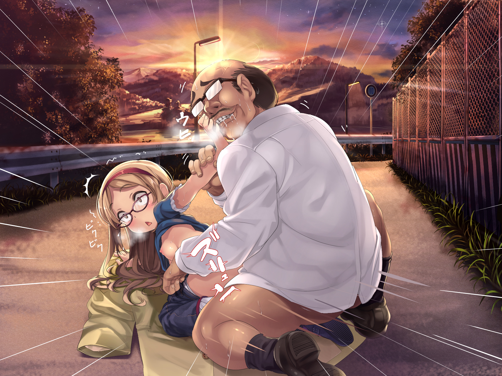 二次ロリ少女のオープンセックス、誰かに見られてしまうような状況でのロリセックス二次エロ画像-32