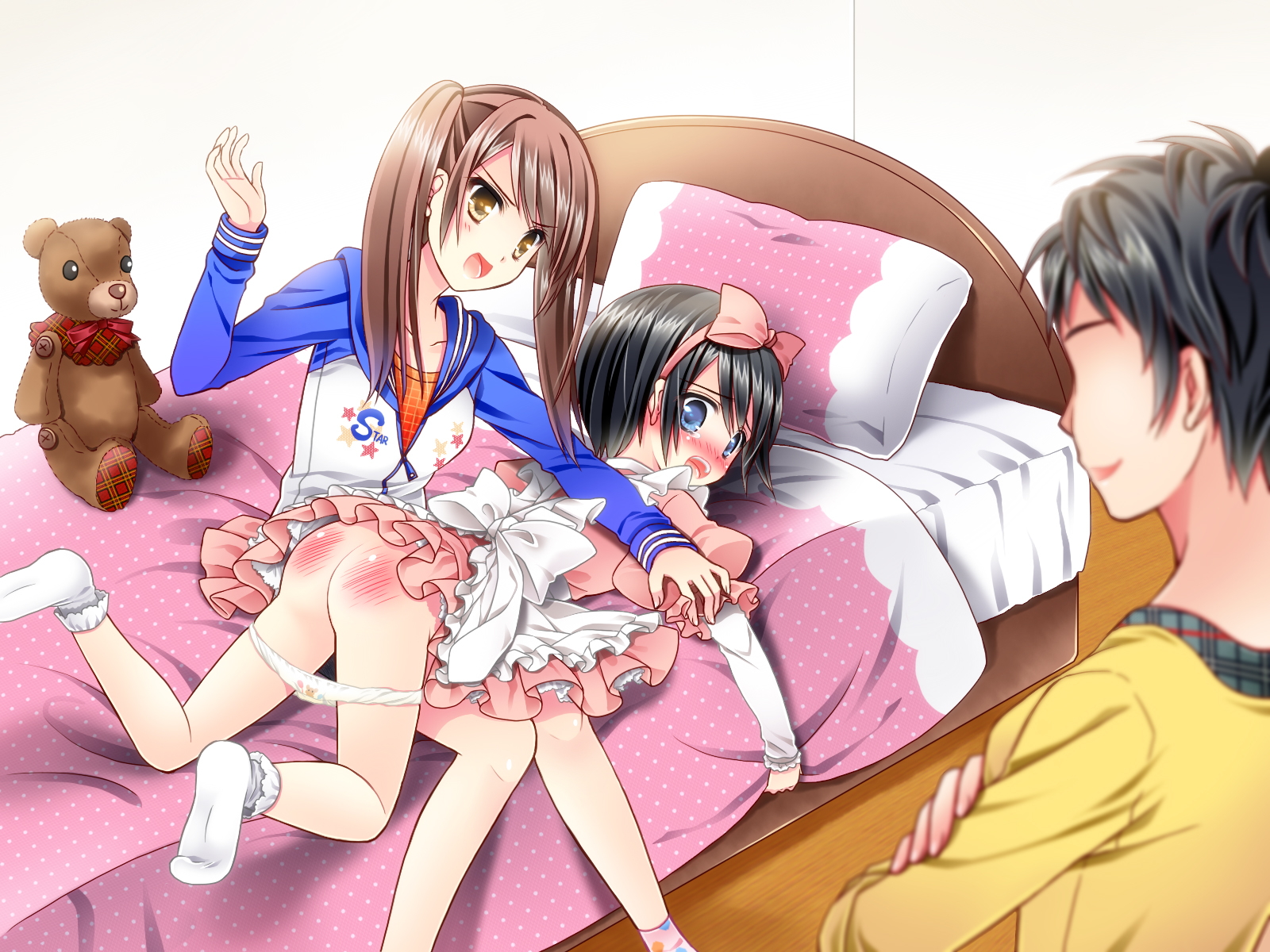 二次ロリ少女がパンツ下ろされてお仕置きお尻たたきで真っ赤なお尻になってる二次エロ画像-28