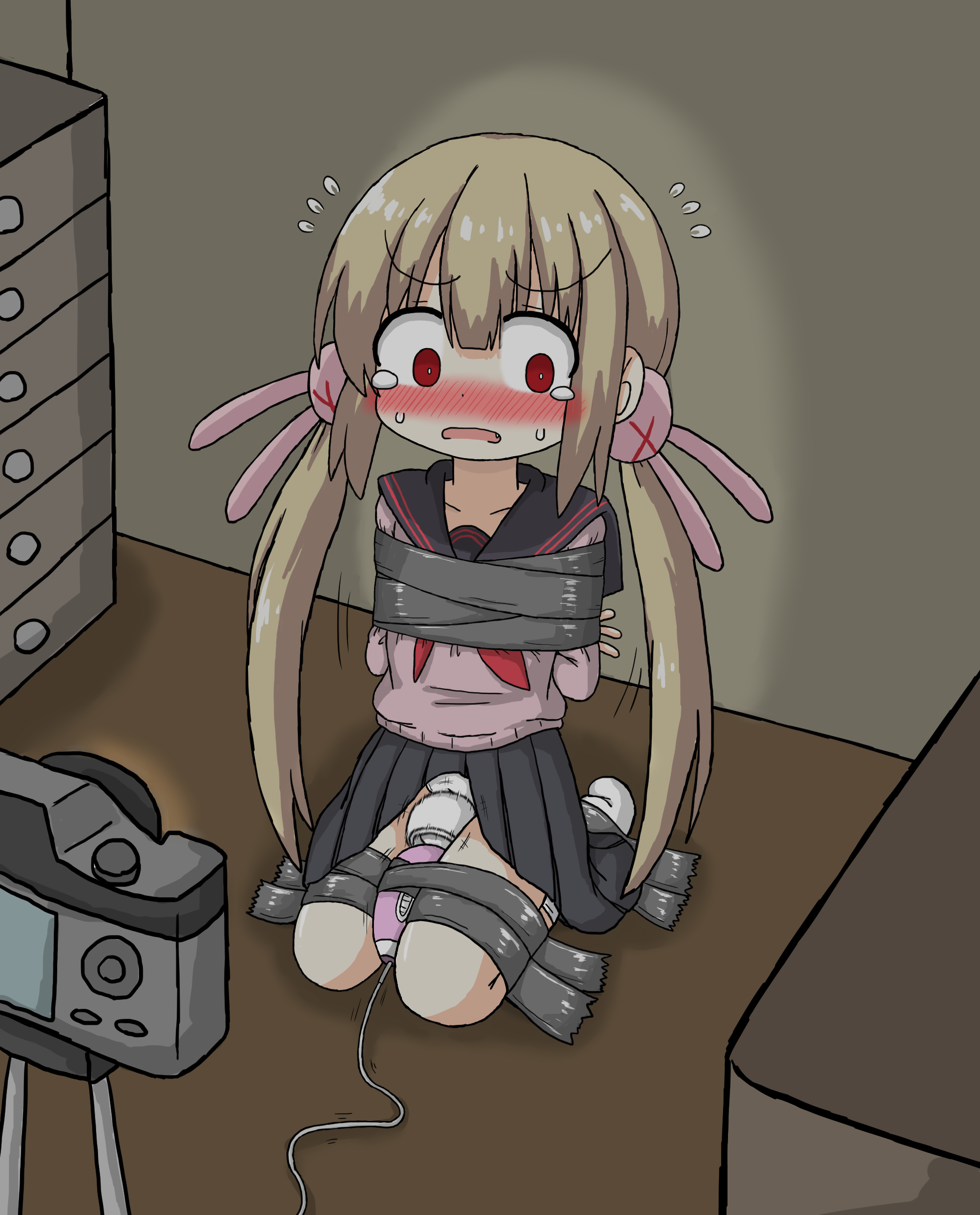 二次ロリ少女を電マで責めてる嫌がっても謝っても強制的にいかせちゃうロリ電マ責め二次エロ画像-33