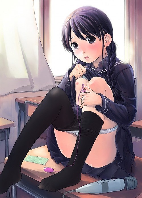 二次ロリ少女が電マの振動で気持ち良くなって蕩けてるロリ電動マッサージ器二次エロ画像-12