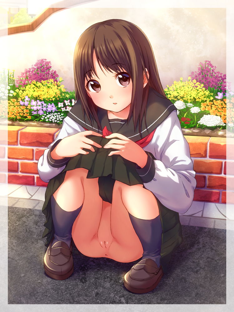 こっそりと、でも大胆にばれそうな露出を楽しんじゃう変態露出ロリ二次エロ画像-29