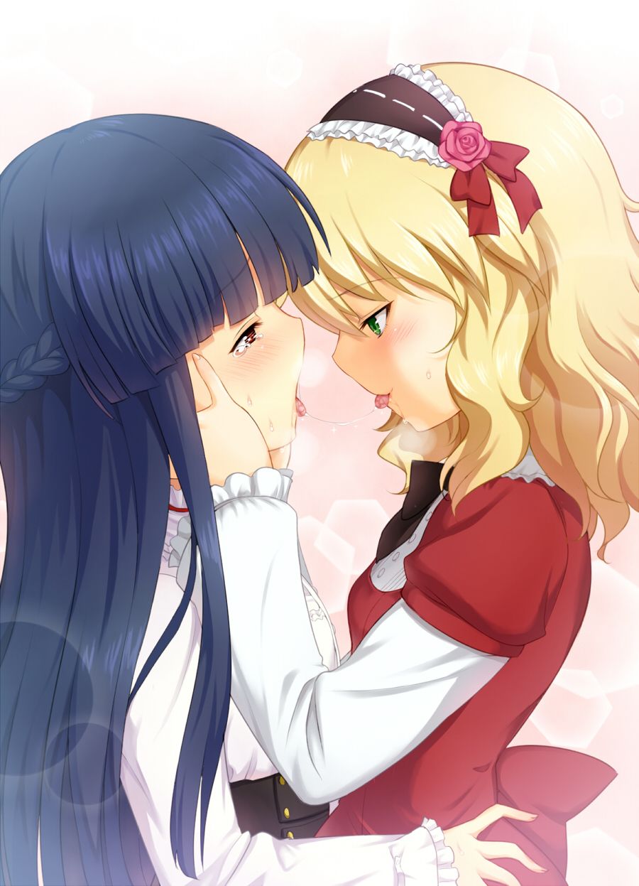 女の子同士でのディープキスで口からよだれが糸引いてる二次エロ画像-10
