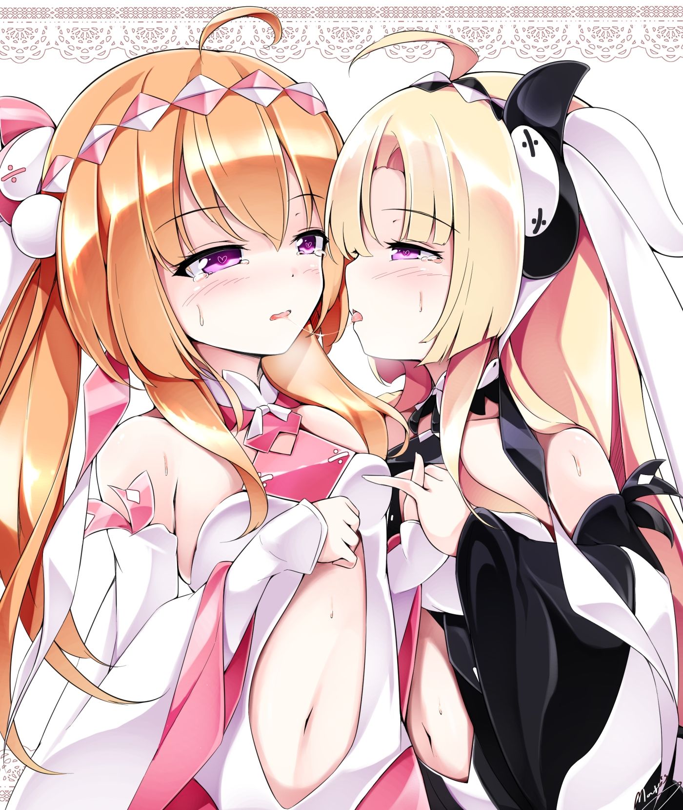 女の子同士でのディープキスで口からよだれが糸引いてる二次エロ画像-31