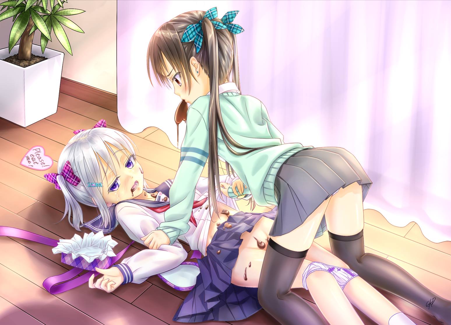 制服女子同士でイチャイチャしたりさわさわしてる癒しの女子学生レズエロ画像-15