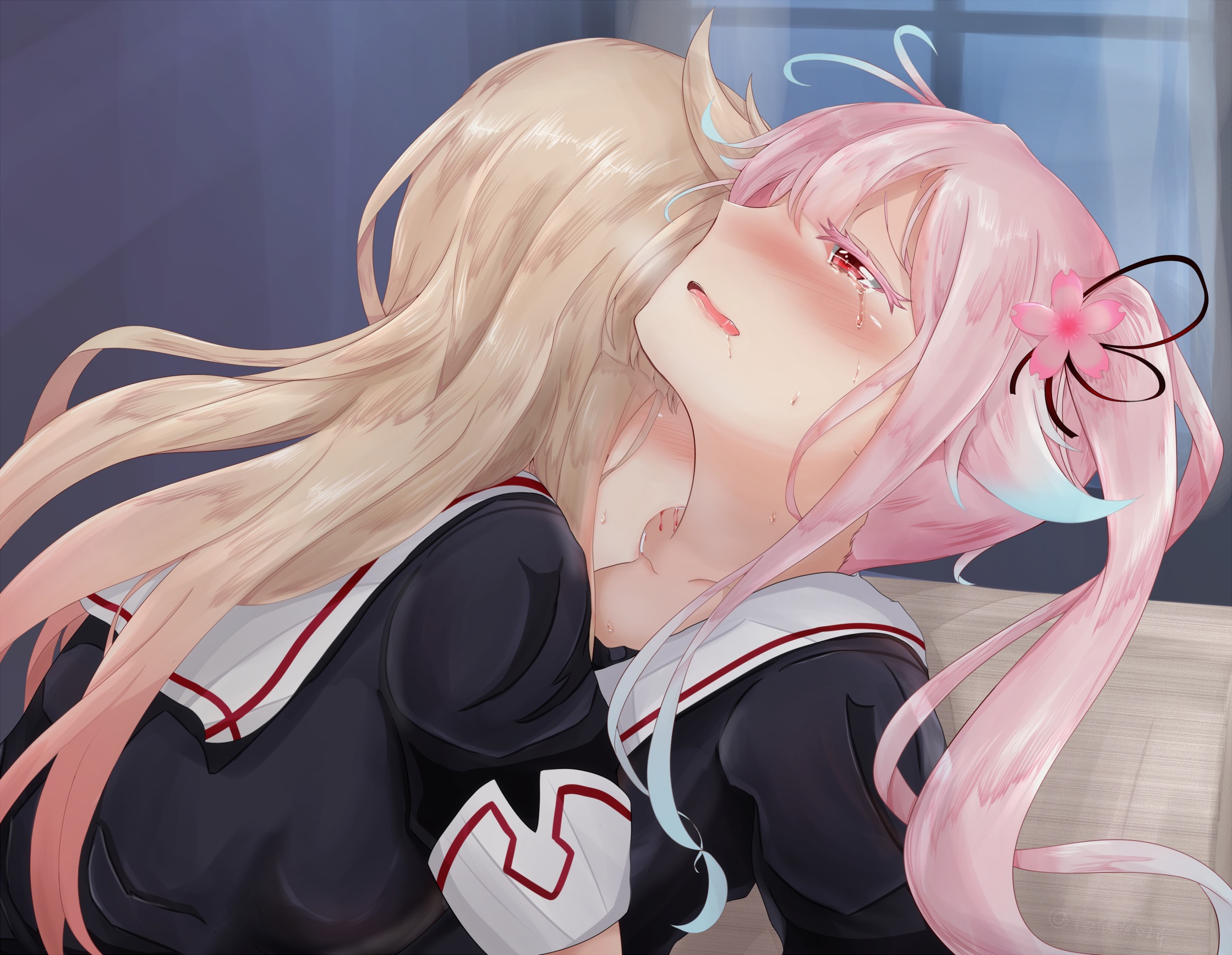 制服女子同士でイチャイチャしたりさわさわしてる癒しの女子学生レズエロ画像-34