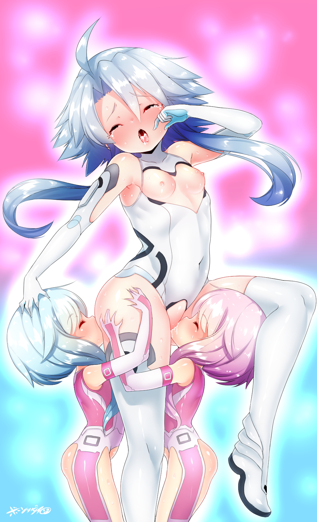 二次ロリ少女が女の子同士でロリレズ君に、ロリまんこを同性に舐められてる二次エロ画像-28