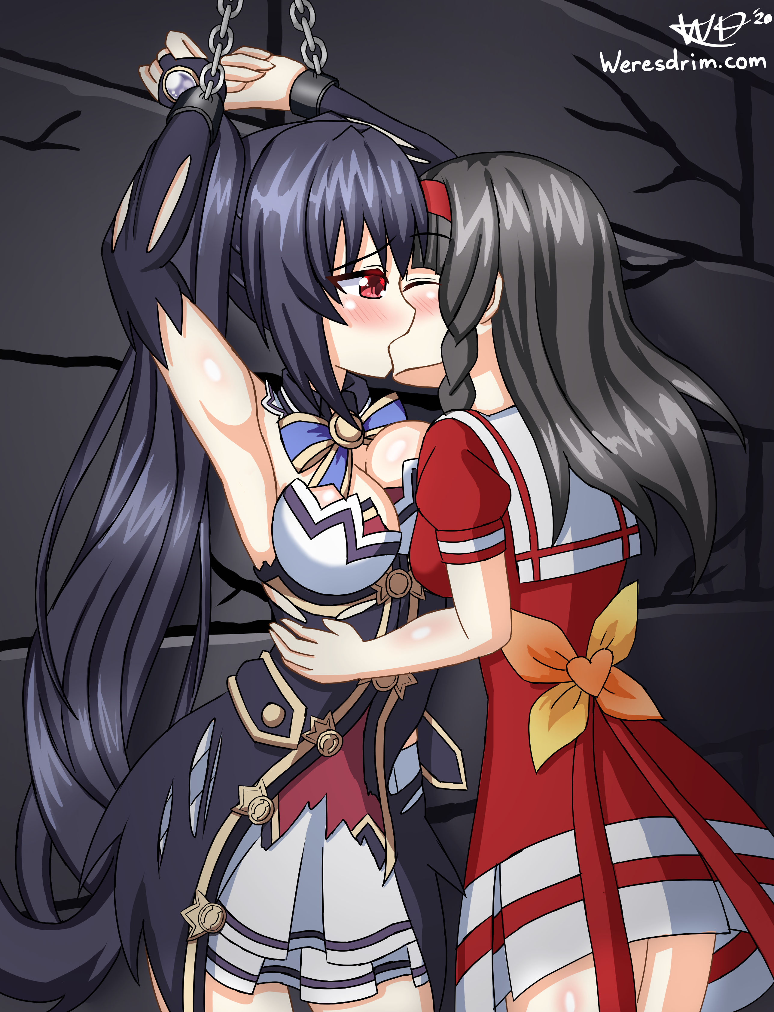 女の子同士で相手を拘束して無理矢理犯してるSMレズレイププレイの二次エロ画像-45