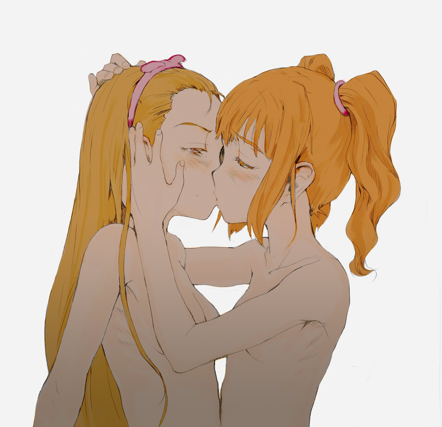 二次ロリ少女たちが女の子同士で気持ちよさそうなキスをしているロリ百合レズキス二次エロ画像-17