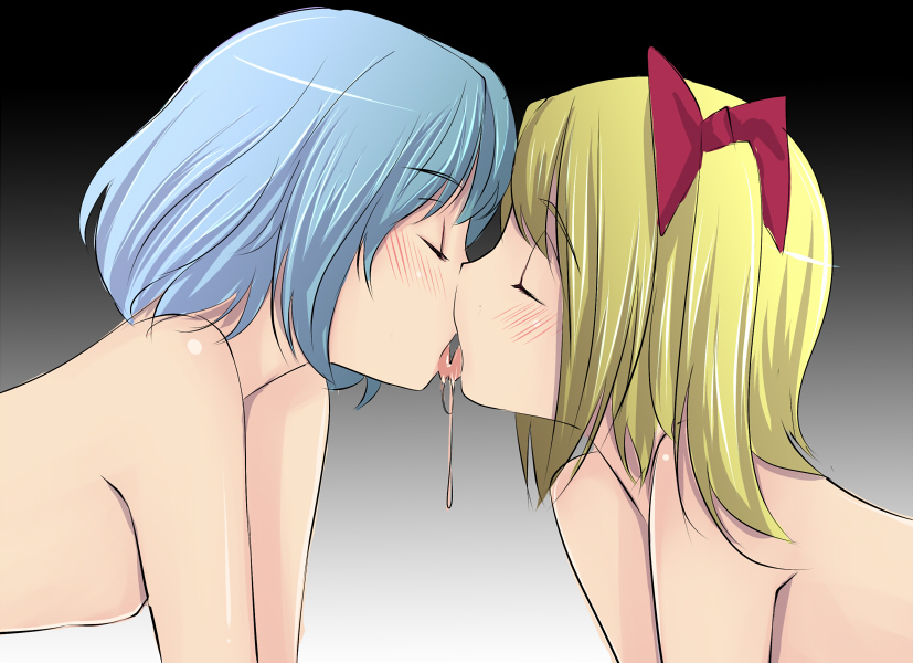 二次ロリ少女たちが女の子同士で気持ちよさそうなキスをしているロリ百合レズキス二次エロ画像-18