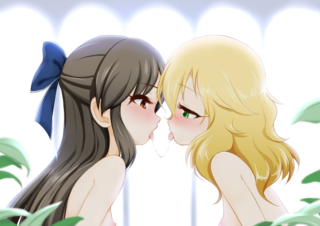 二次ロリ少女たちが女の子同士で気持ちよさそうなキスをしているロリ百合レズキス二次エロ画像-26