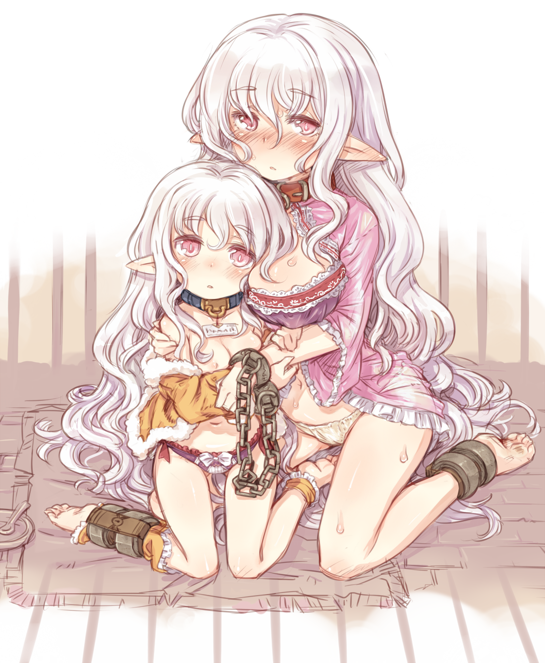 二次ロリ少女が逃げられないように足かせとかアンクルリストされて奴隷扱いな二次エロ画像-51