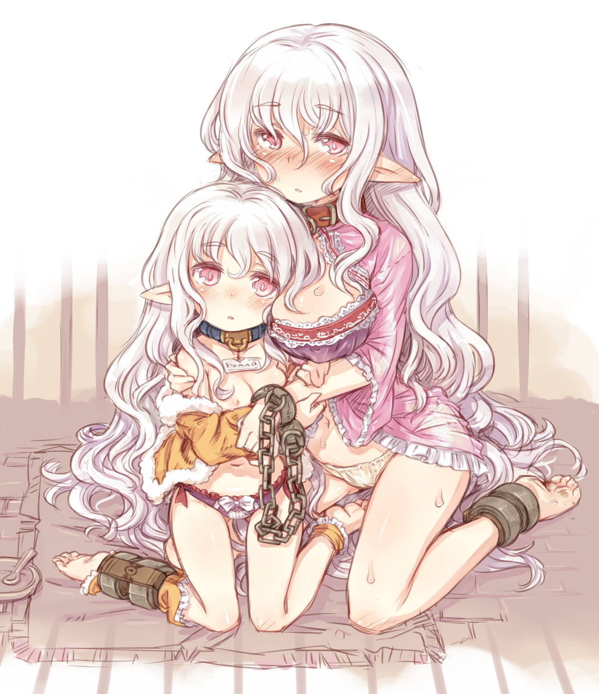 二次ロリ少女が逃げられないように足かせとかアンクルリストされて奴隷扱いな二次エロ画像-54