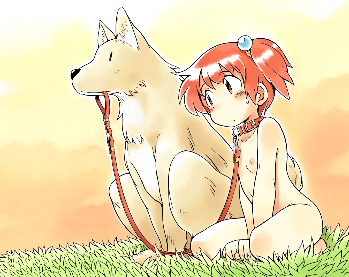 二次ロリ少女に首輪をつけてしつけもお散歩もしてかわいがりたいペットプレイロリ二次エロ画像-47