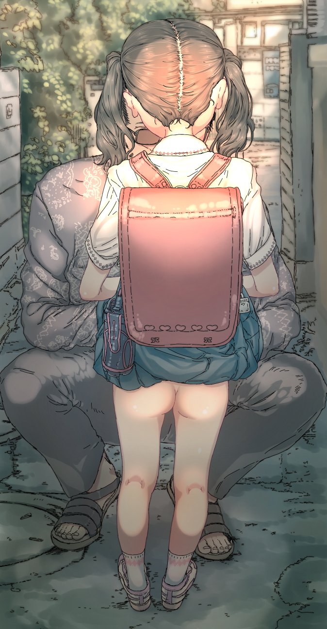 二次ロリ少女が屋外でエッチなところを見せてる痴女系ロリ少女の二次エロ画像-25