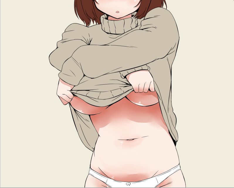 着替え中でシャツや上着を脱ぐため両手をかけてまくり上げてる女の子のエロ画像-2