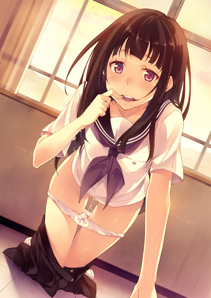 教室で女子にエッチな格好で挑発されたり誘惑されたかった青春の野望みたいな二次エロ画像-20