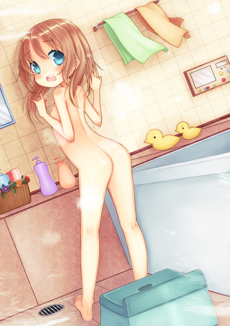 二次ロリ少女が寒いからお風呂に入ろうとシャワーを浴びたり体を洗ってお風呂インの準備中二次エロ画像-35