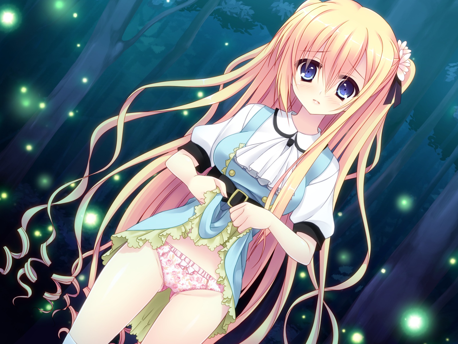 眉八の字にして困り顔で恥ずかしそうにスカートたくし上げてパンツ見せてくれる美少女二次エロ画像-32