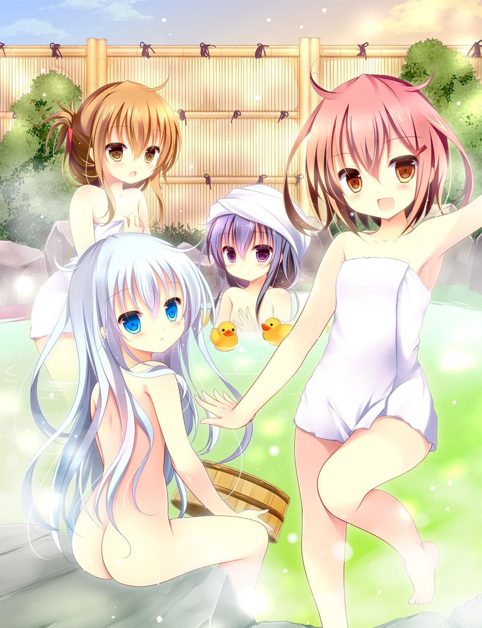 二次ロリ少たちがみんなで仲良くぽちゃぽちゃお風呂してるそっと覗きたいロリ少女お風呂二次エロ画像-32